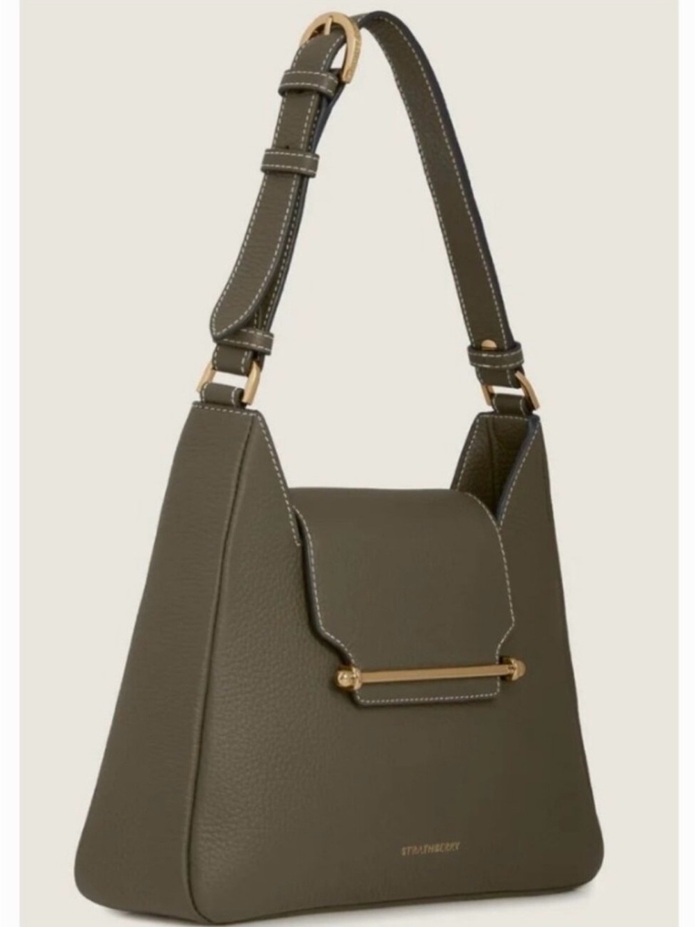 Strathberry Multrees Shoulder Bag in Khaki with Gold Hardware